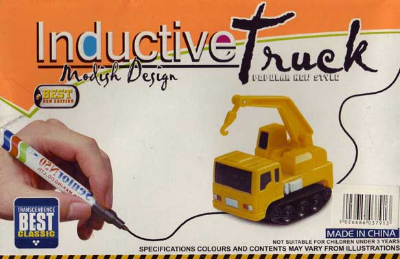 Inductive Train Set Inductive Truck with Funny Stickers Magic Toy Truck Follows Lines Drawn on Paper Batteries Included